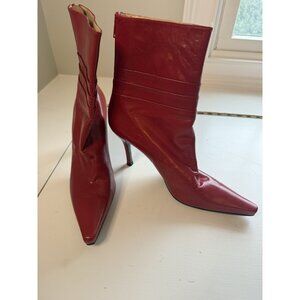 Stuart Weitzman Women's Heeled Red Leather Ankle Boots Size US 9.5 AA [jb]